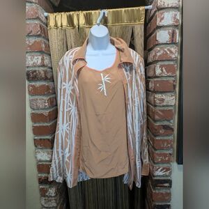 NWT Silk Bob Mackie Wearable Art 2 Piece Set Bamboo Tank Top and Blouse Size L